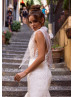 Boat Neck Ivory Lace Tulle Wedding Dress